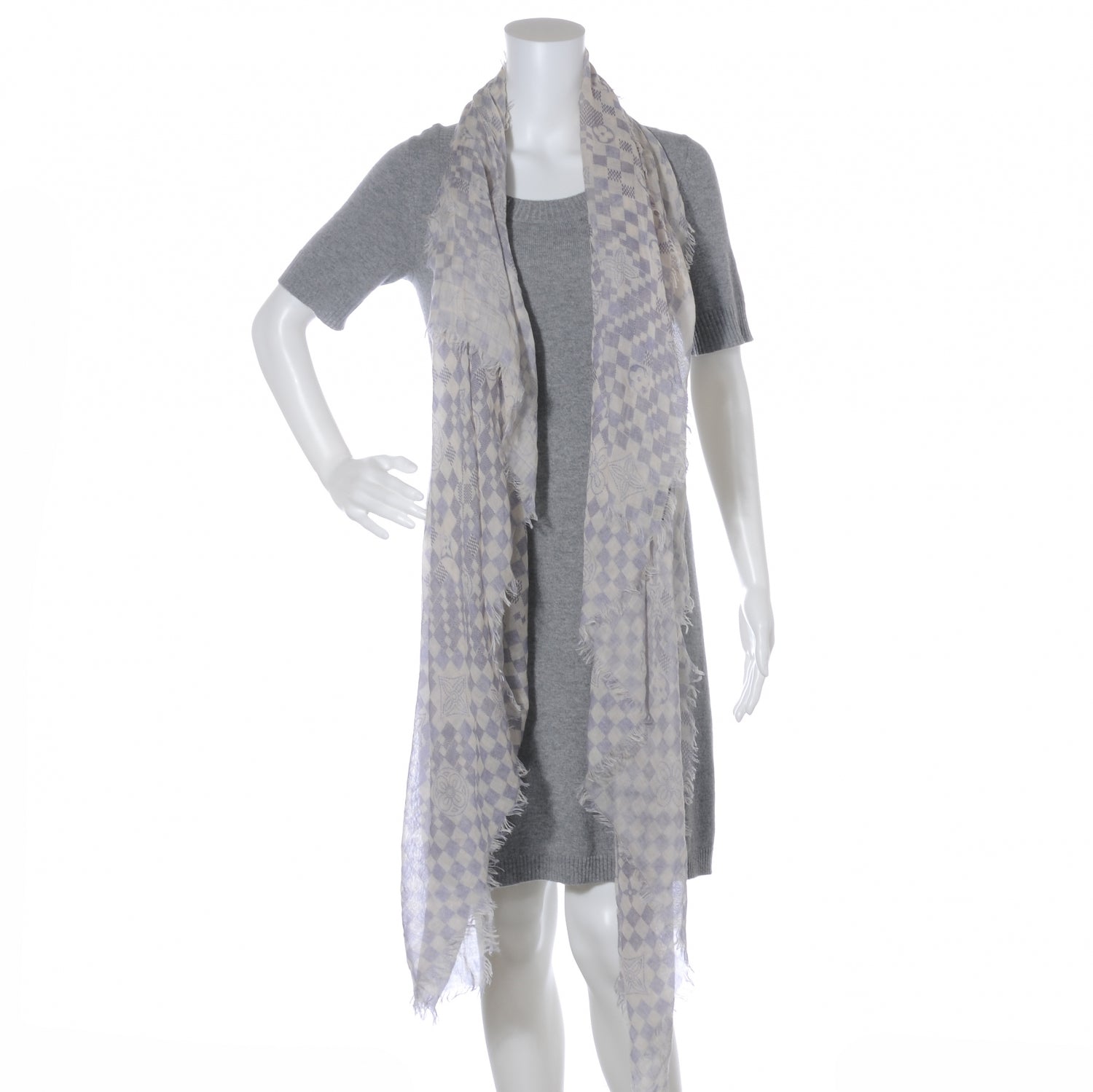 Louis Vuitton Cashmere Silk Damier Azur Stole 5 of 8
