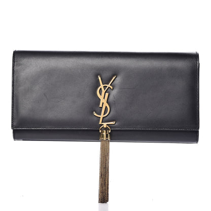 Saint Laurent Calfskin Classic Monogram Tassel Clutch Black 1 of 19