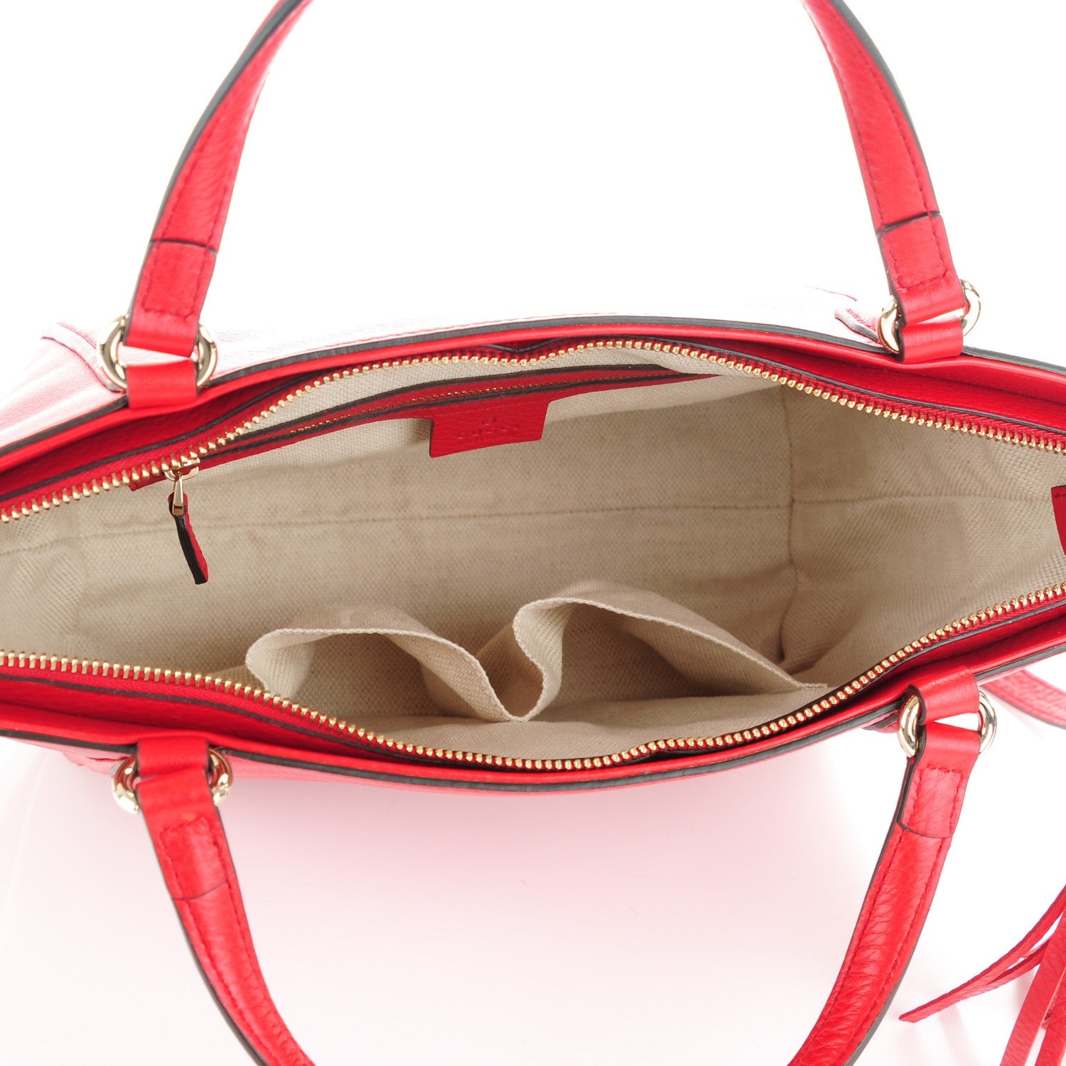 Gucci Pebbled Calfskin Small Soho Top Handle Bag Red 5 of 7
