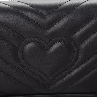 Gucci Calfskin Matelasse Super Mini GG Marmont Shoulder Bag Black 9 of 10
