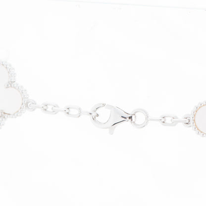Van Cleef & Arpels 18K White Gold Mother of Pearl 10 Motifs Vintage Alhambra Necklace 4 of 6