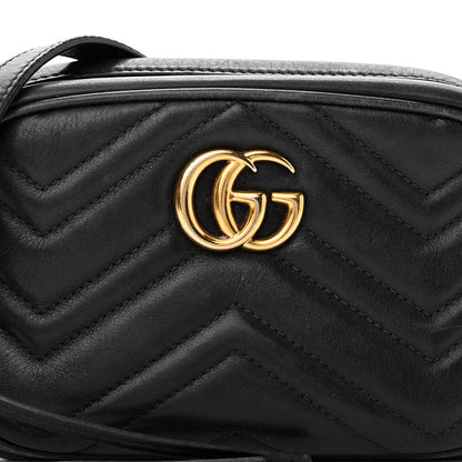 Gucci Calfskin Matelasse Mini GG Marmont Chain Shoulder Bag Black 12 of 19