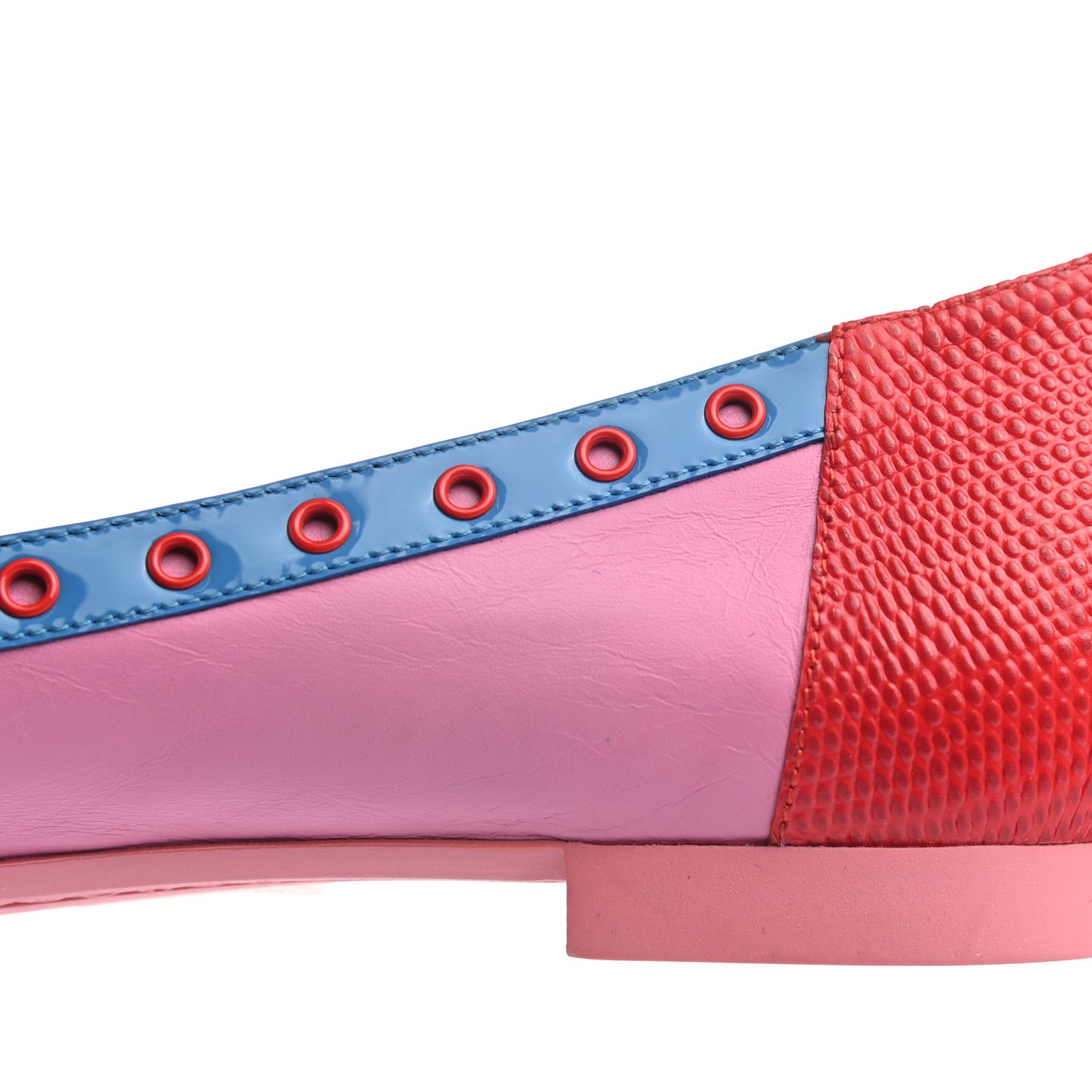 Patent Vitello Studded Monster Bug Flats 38 Rose Multicolor