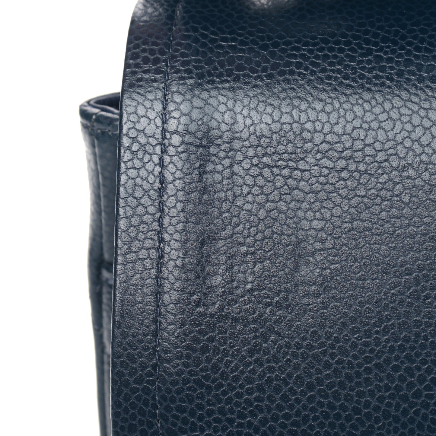 Caviar Quilted Jumbo Double Flap Navy Blue