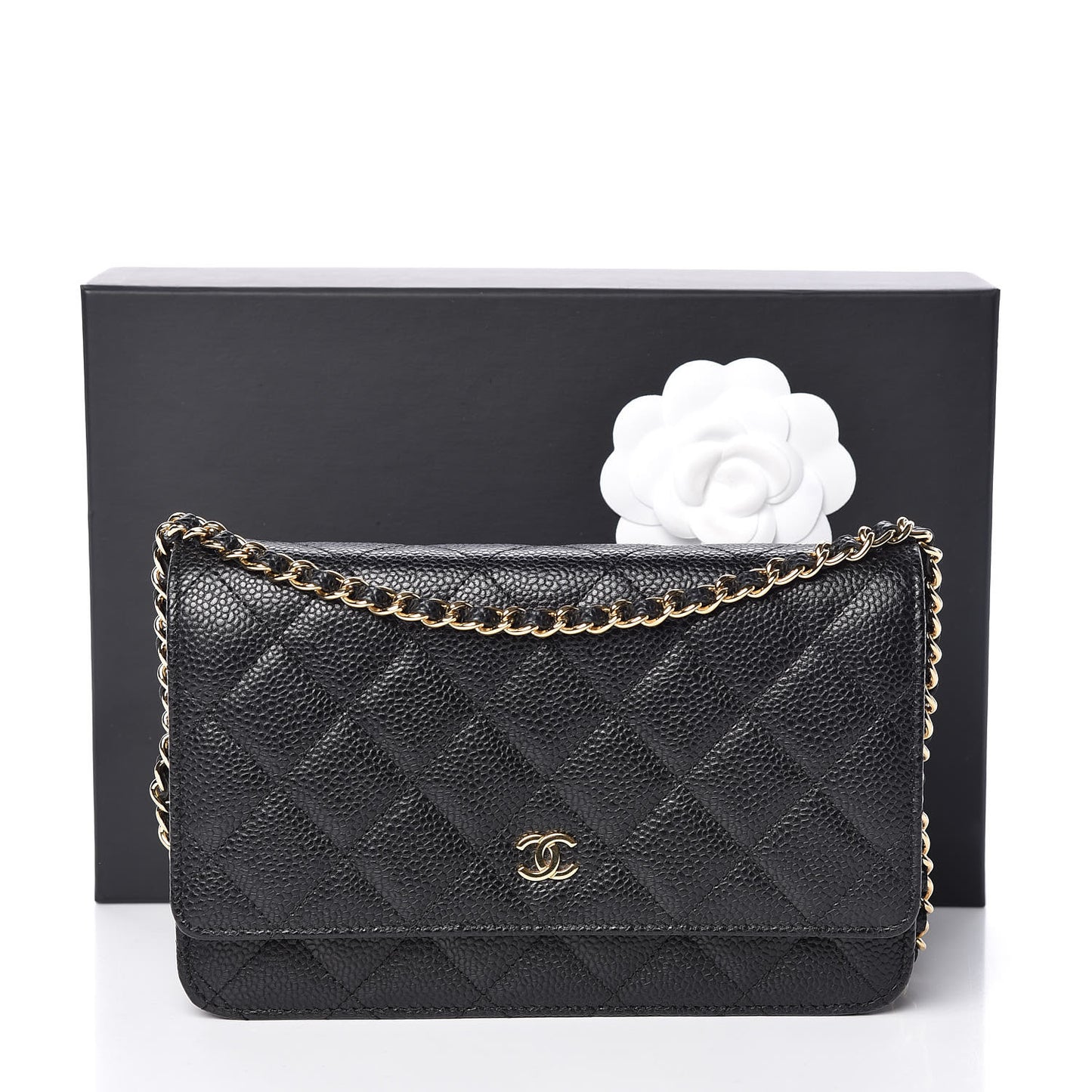 Caviar Quilted Wallet On Chain WOC Black