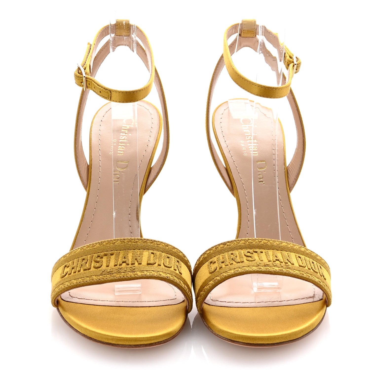 Christian Dior Cotton Strass Embroidered Dway Heeled Sandals 36 Dark Saffron 3 of 10