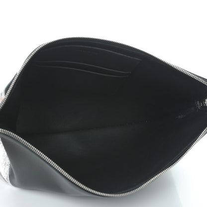 Celine Laminated Lambskin Bi-Color Solo Clutch Pouch Black Silver 5 of 9
