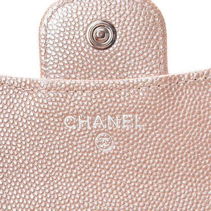 Chanel Metallic Caviar Chevron Quilted Compact Flap Wallet Light Gold 6 of 9