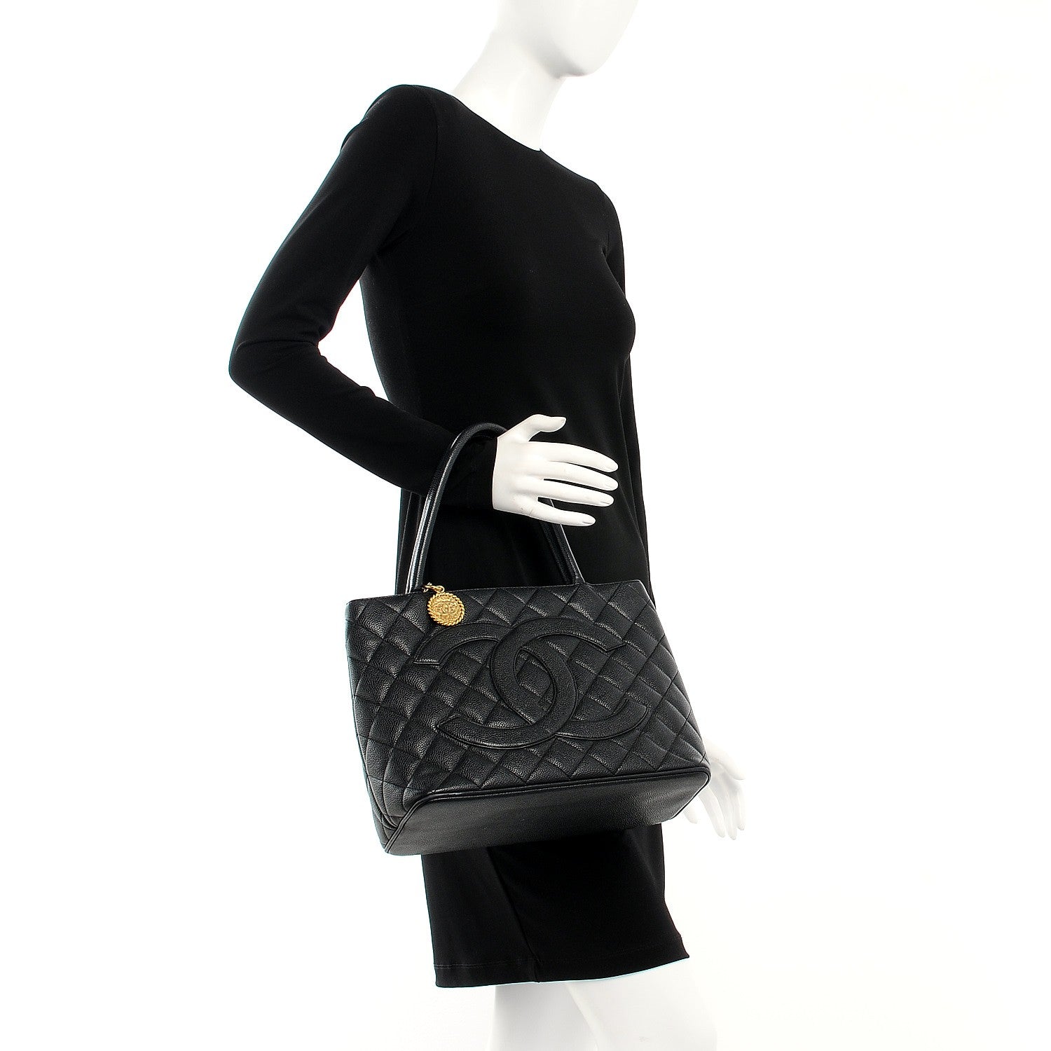 Chanel Caviar Quilted Medallion Tote Black 2 of 16