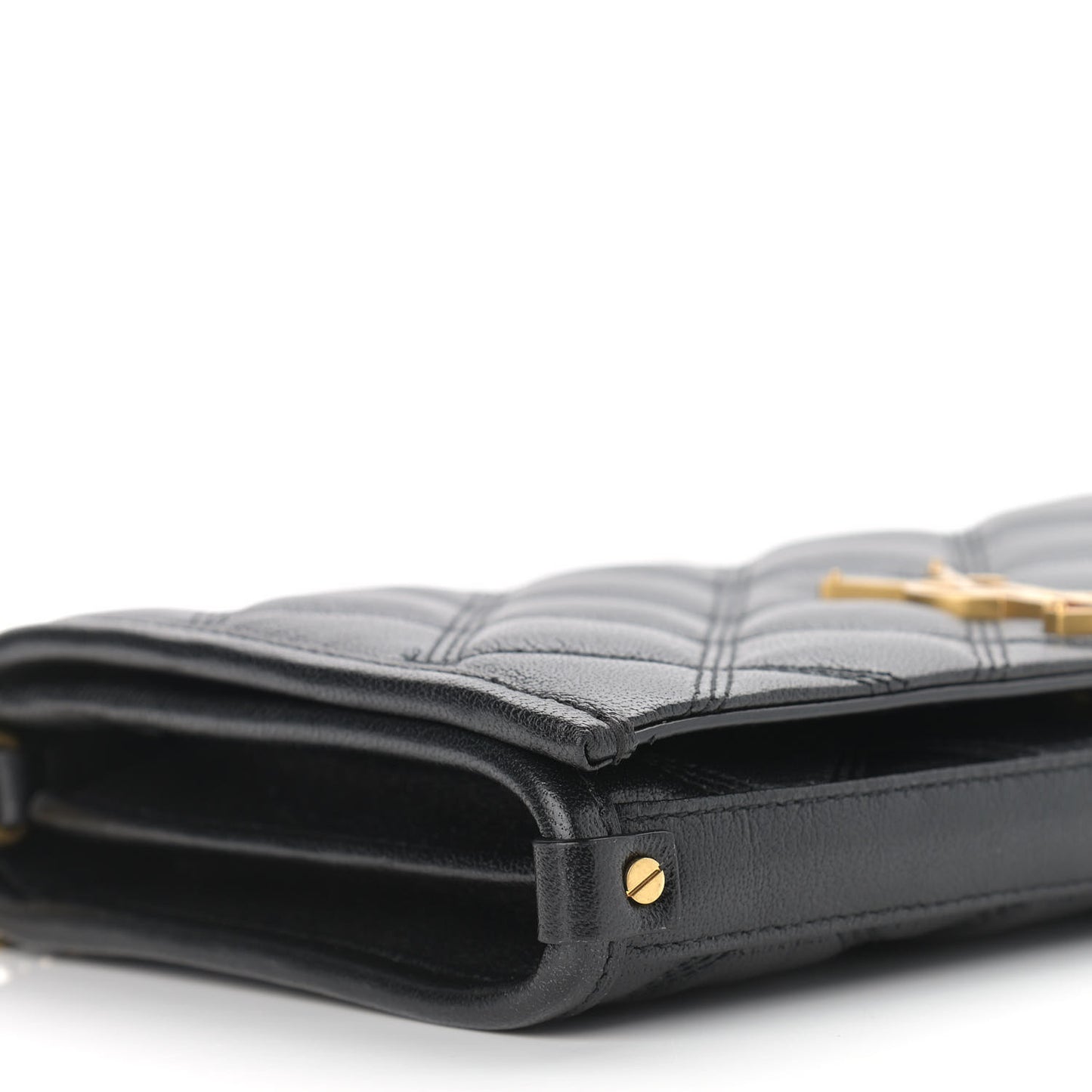 Lambskin Diamond Quilted Becky Chain Wallet Black
