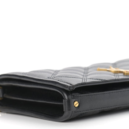 Saint Laurent Lambskin Diamond Quilted Becky Chain Wallet Black 8 of 10