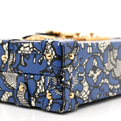 Louis Vuitton Calfskin Lace Flower Inlay Petite Malle Navy Black 8 of 10