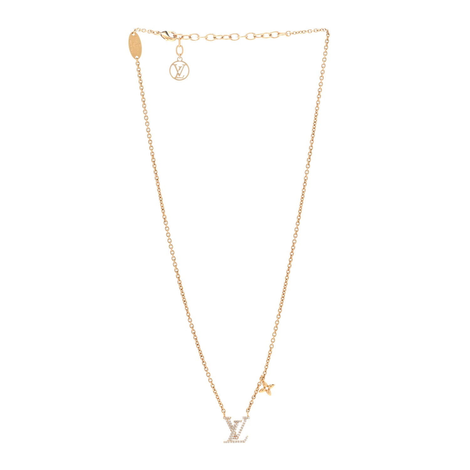 Louis Vuitton Metal Crystal LV Iconic Necklace Gold 3 of 8