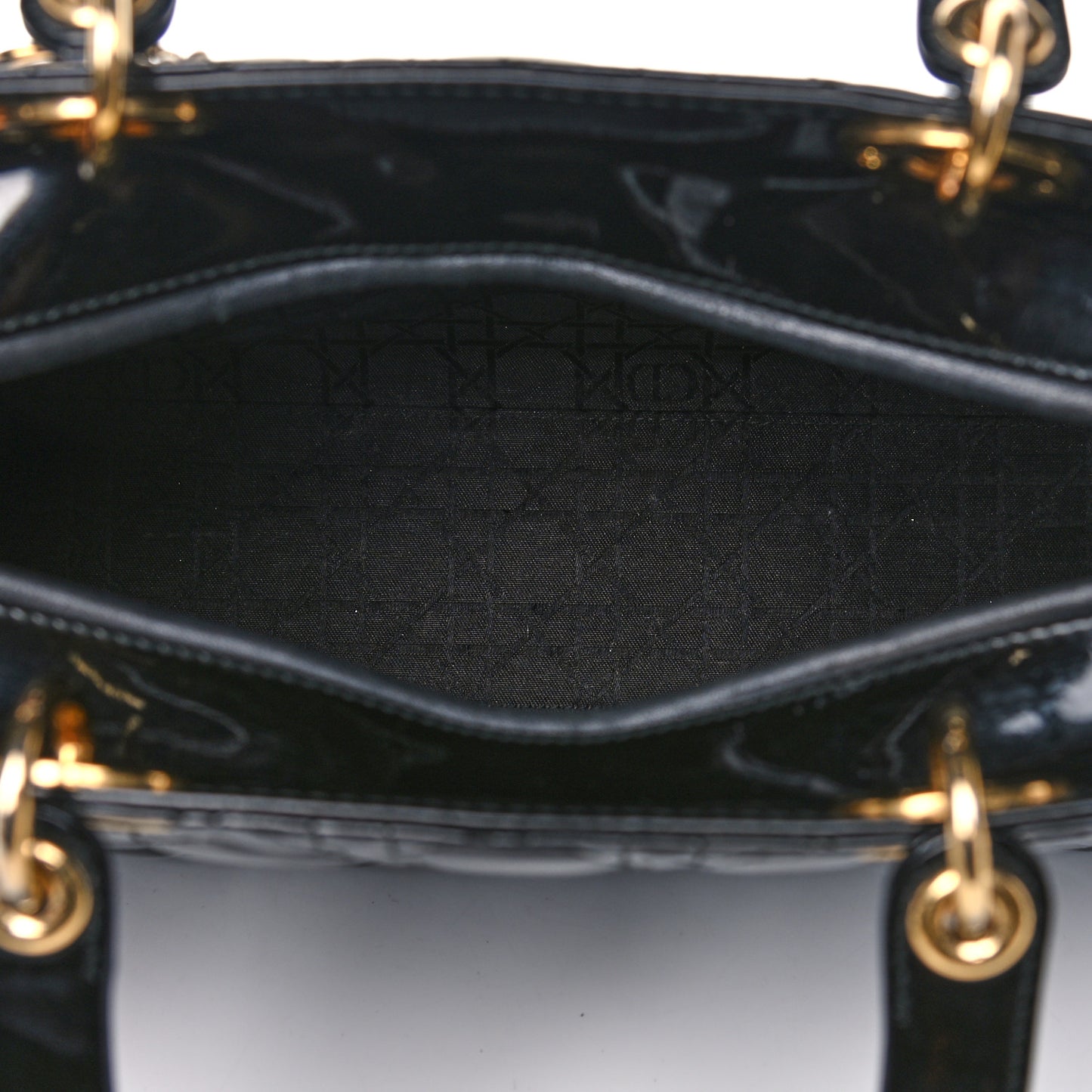 Patent Cannage Large Lady Dior Black