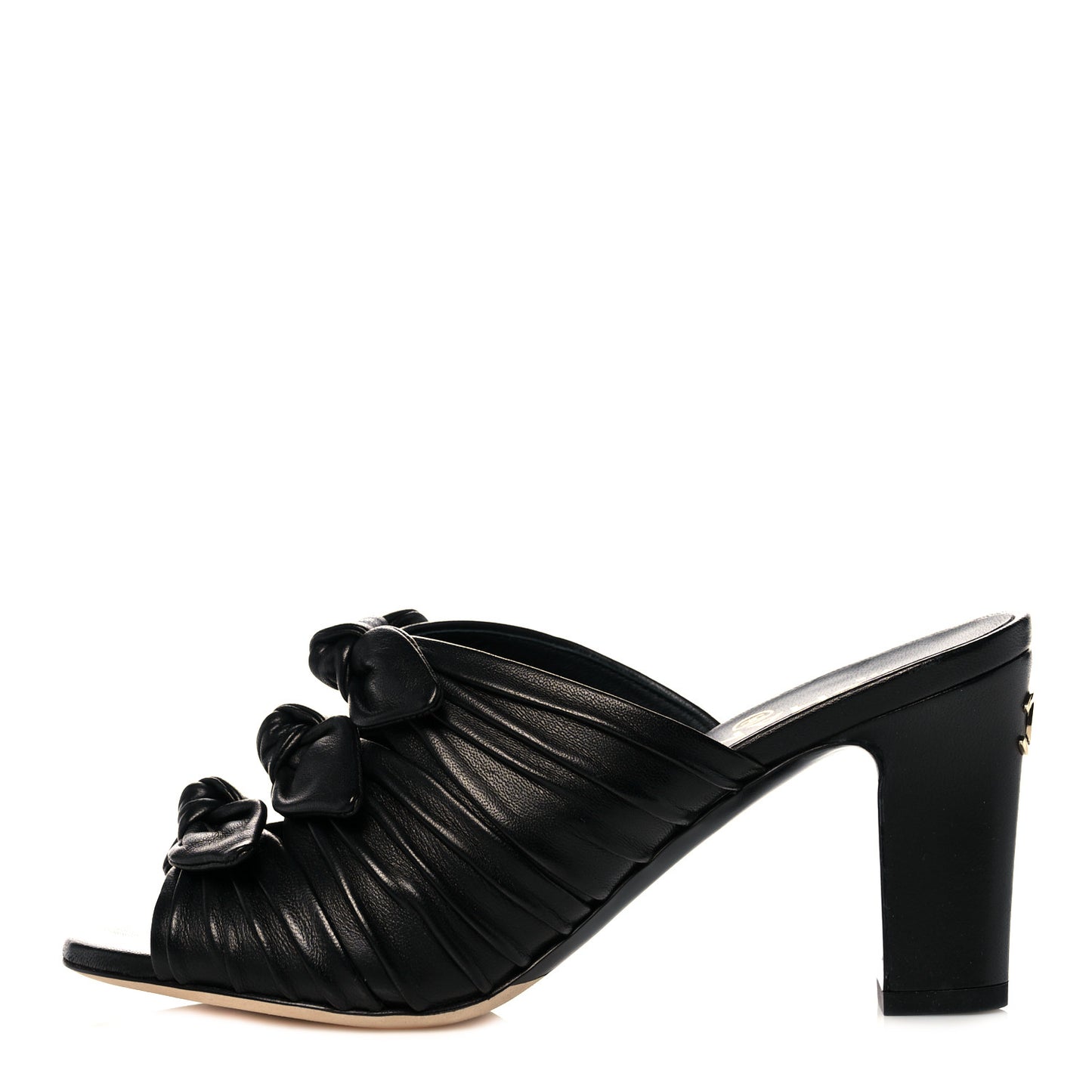 Calfskin Bows CC Mules 36 Black