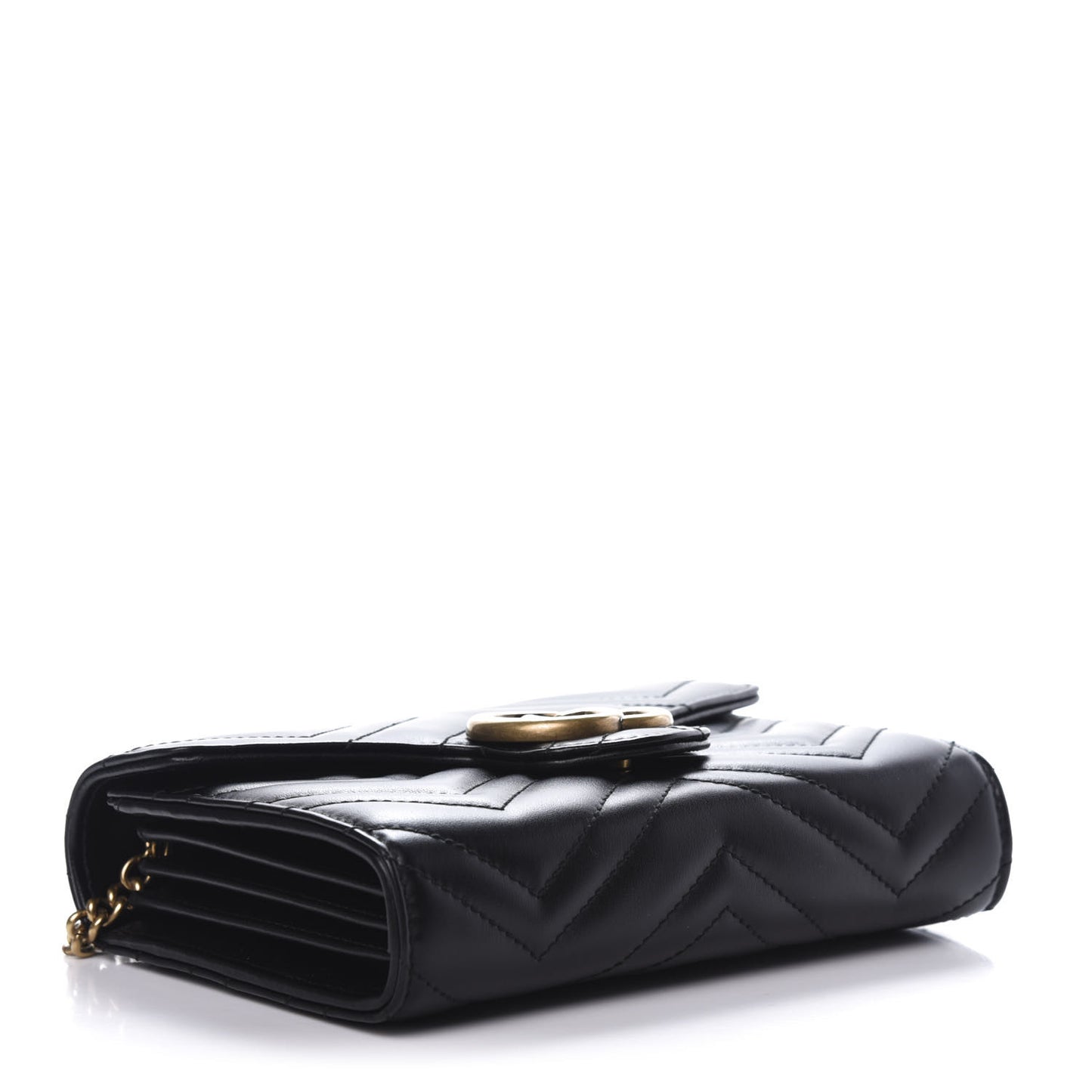 Calfskin Matelasse GG Marmont Chain Wallet Black