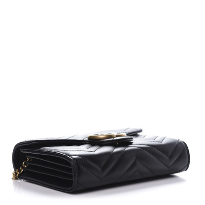 Gucci Calfskin Matelasse GG Marmont Chain Wallet Black 4 of 12