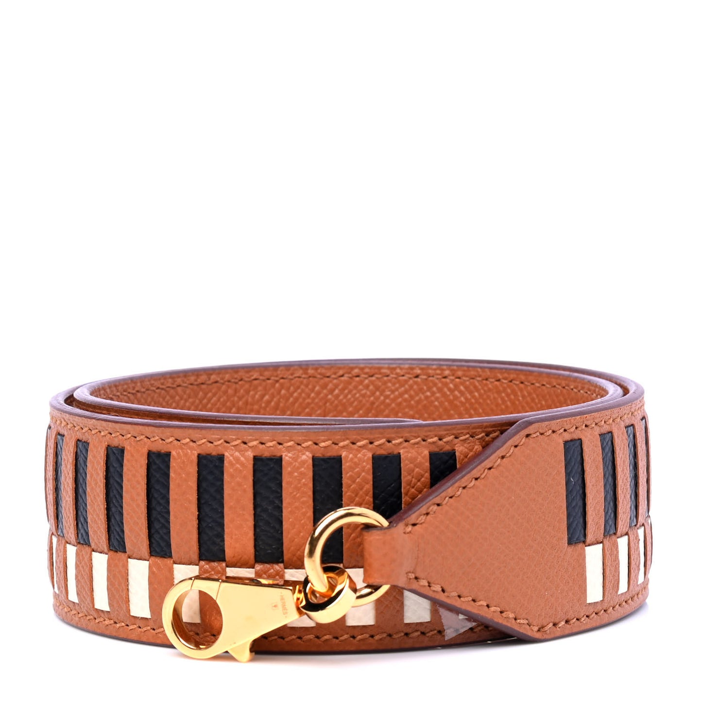 Epsom 40mm Tressage Shoulder Strap Black Craie Gold