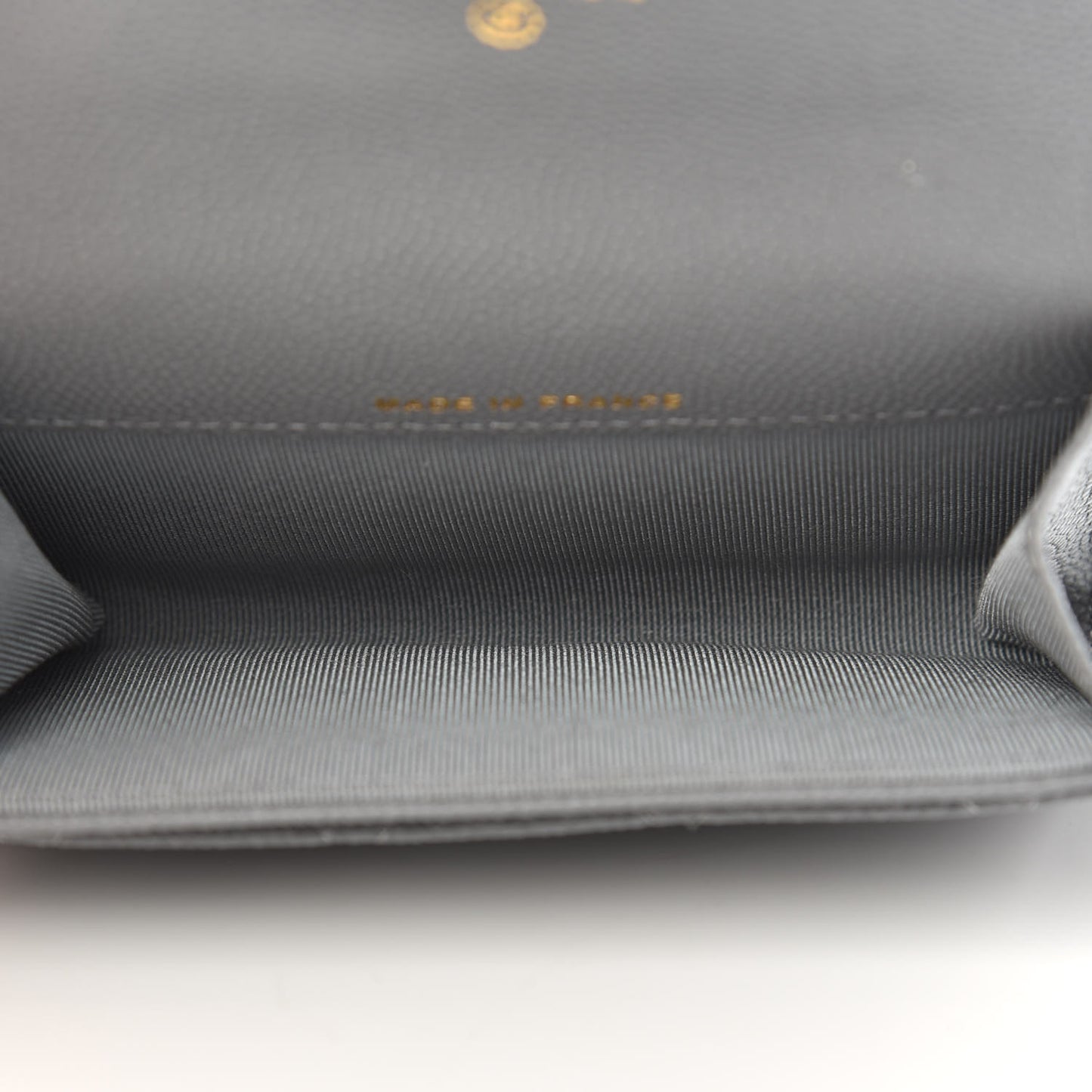 Caviar Quilted Flap Card Holder Wallet Dark Grey