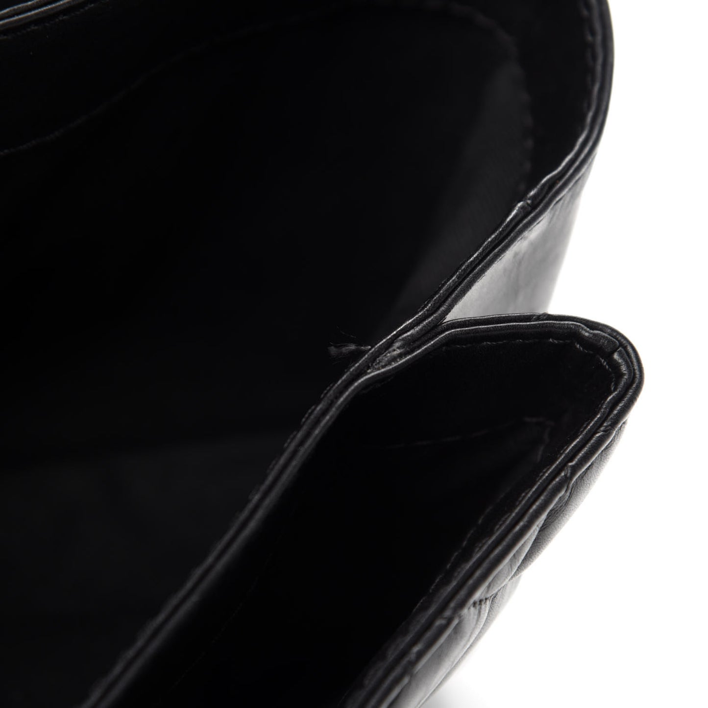 Aged Calfskin Quilted Small Lady Pearly Flap Black
