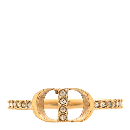 Christian Dior Metal Crystal CD Ring 50 5.25 Gold 1 of 5