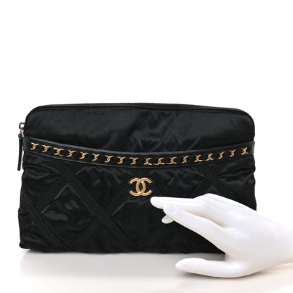 Chanel Nylon Grosgrain Large Lifestyle Pouch With Foldable Tote Black 4 of 9