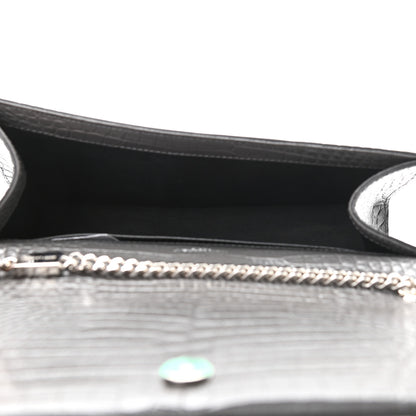 Saint Laurent Calfskin Crocodile Embossed Medium Classic Monogram Kate Tassel Satchel Storm 5 of 11