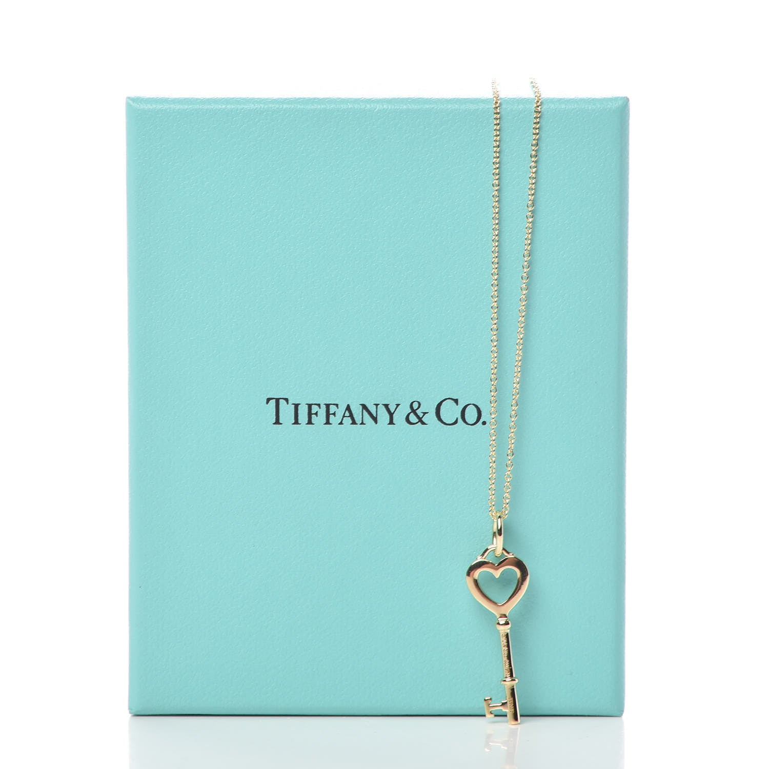 Tiffany 18K Yellow Gold Mini Heart Key Pendant Necklace 8 of 8