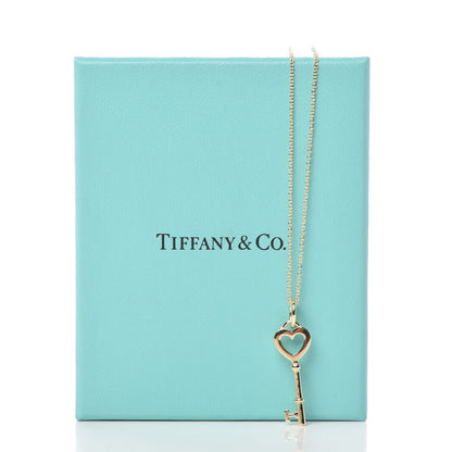 Tiffany 18K Yellow Gold Mini Heart Key Pendant Necklace 8 of 8