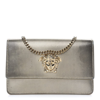 Versace Patent Embossed Medusa Evening Clutch Bag Gold 1 of 8