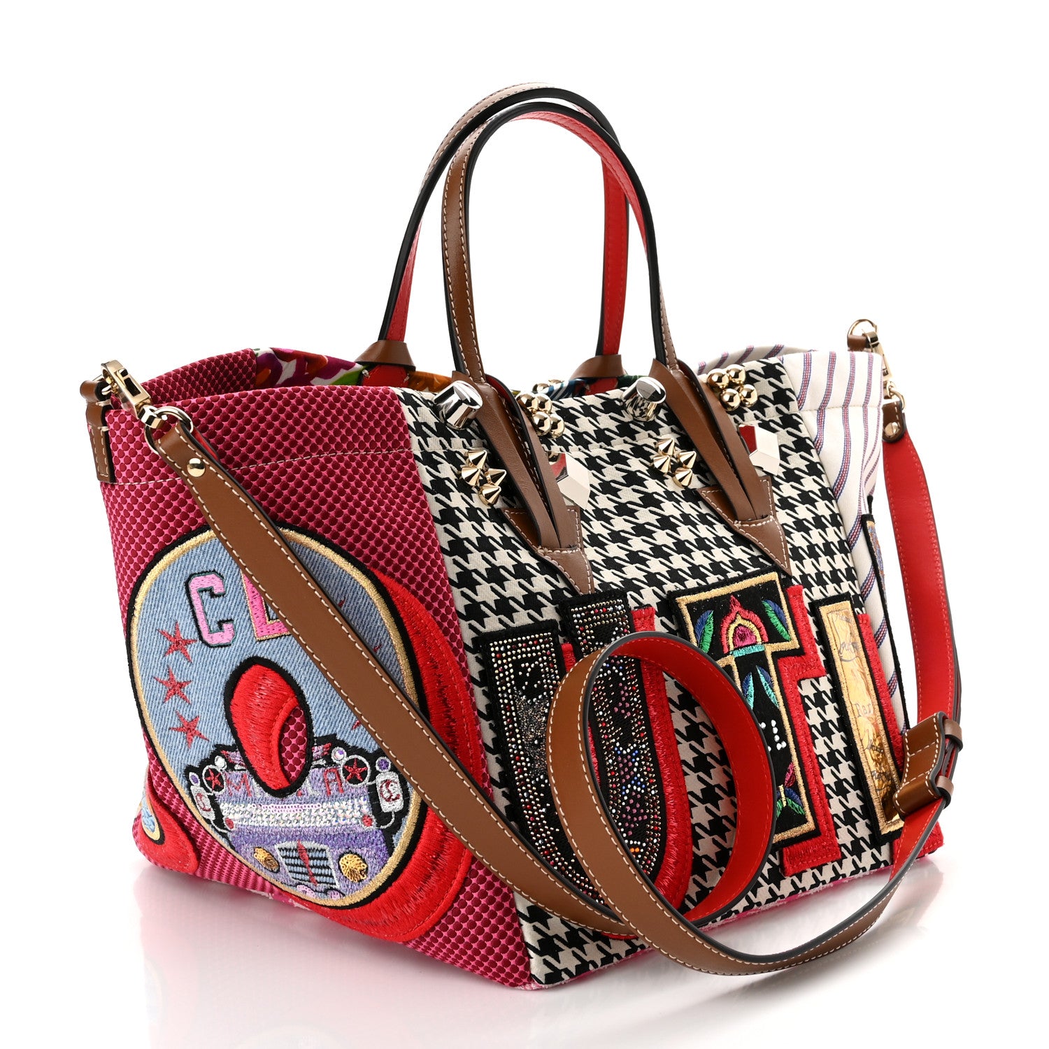 Christian Louboutin Canvas Embroidered Calfskin Caracaba Tote Multicolor 3 of 9