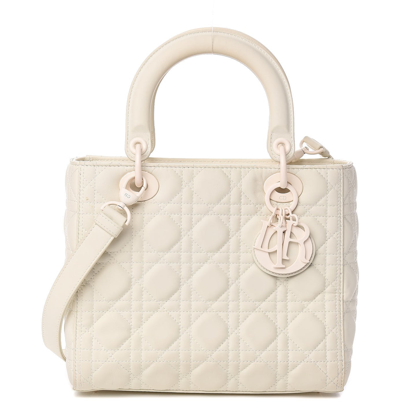 Ultra Matte Calfskin Cannage Medium Lady Dior Latte