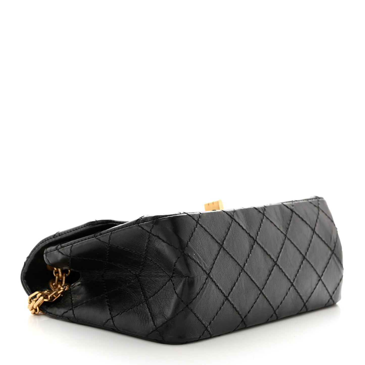 Aged Calfskin Quilted 2.55 Reissue Mini Flap Black