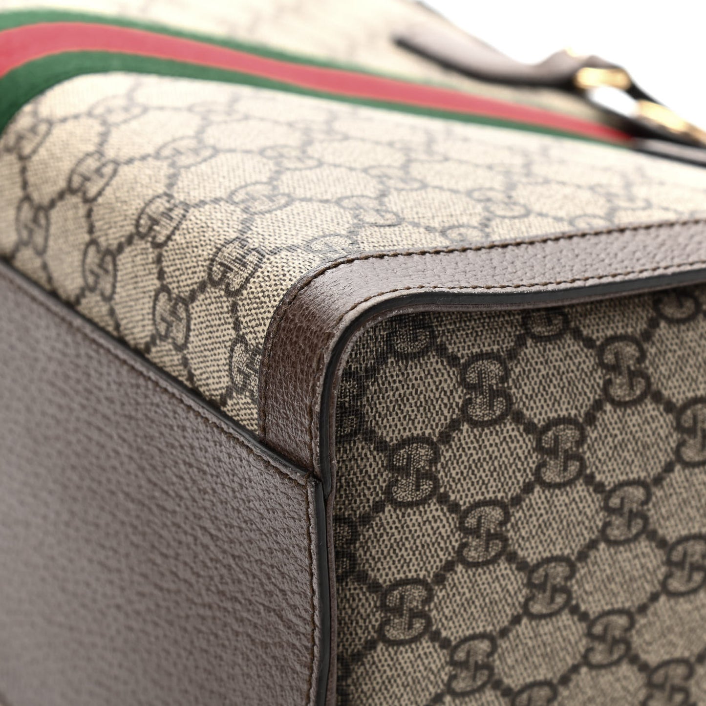 GG Supreme Monogram Web Medium Ophidia Tote Bag Brown