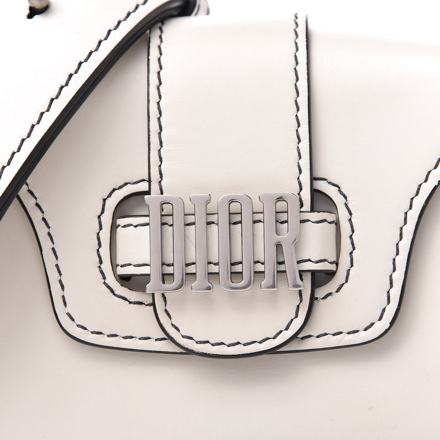 Calfskin Mini D Fence Saddle Bag White