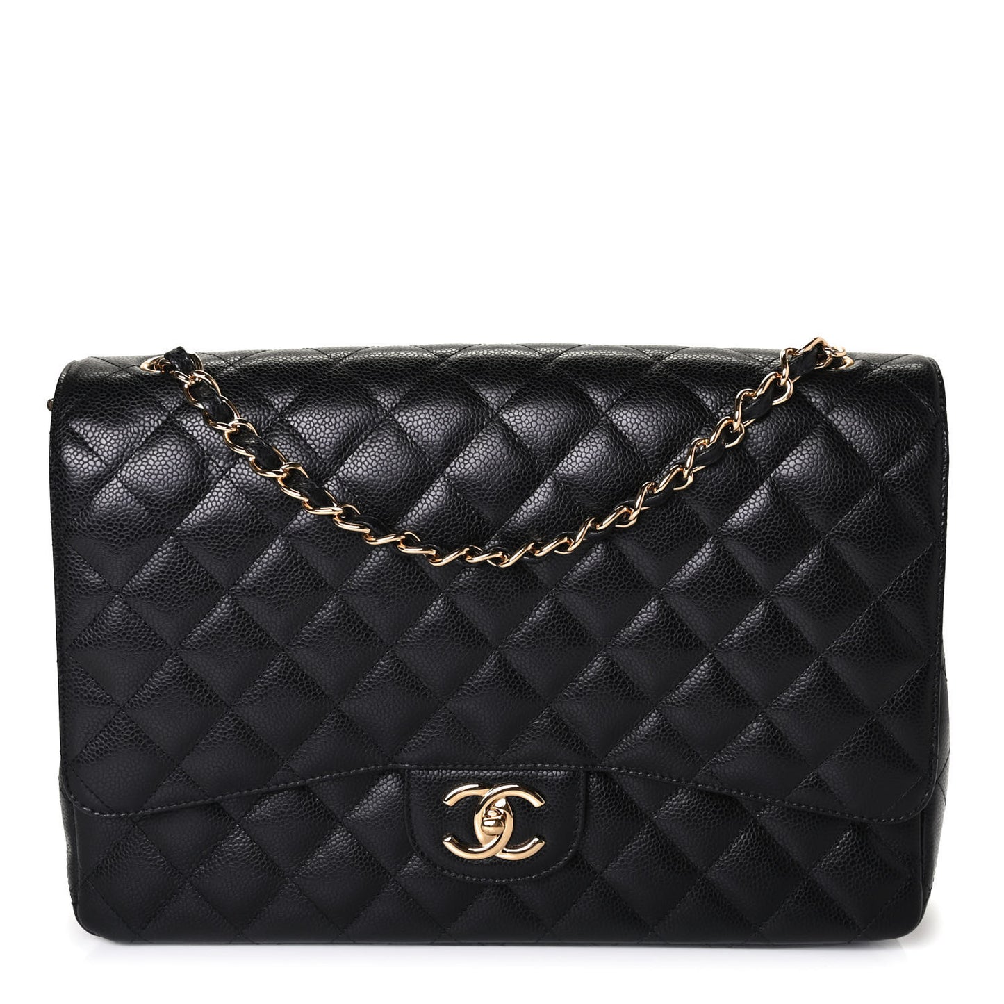 Caviar Quilted Maxi Double Flap Black