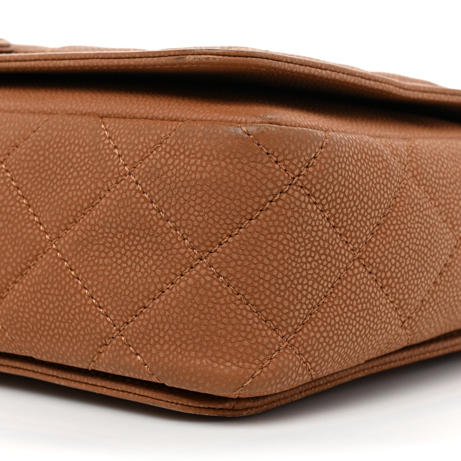 Chanel Washed Caviar Quilted Large Turn Around Ligne Flap Camel 8 of 14