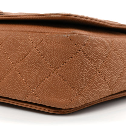 Chanel Washed Caviar Quilted Large Turn Around Ligne Flap Camel 8 of 14