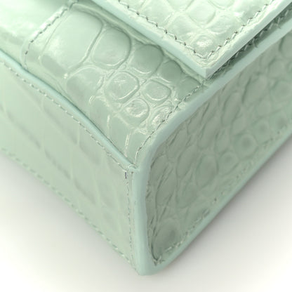 Balenciaga Shiny Calfskin Crocodile Embossed Hourglass Chain Bag Light Green 7 of 7