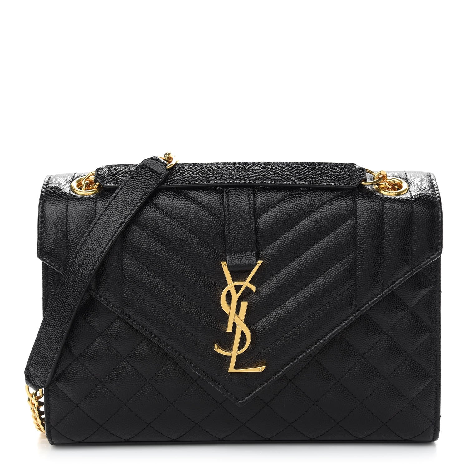 Saint Laurent Grain De Poudre Textured Mixed Matelasse Triquilt Medium Monogram Satchel Black 1 of 8