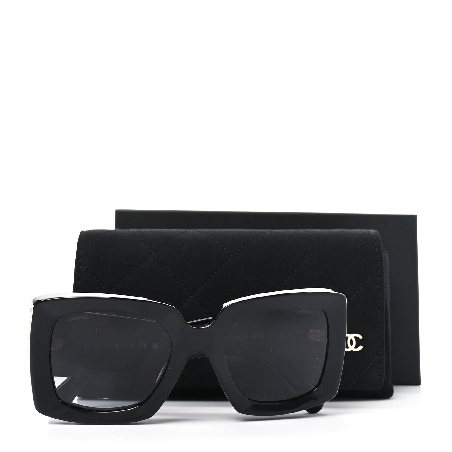 Chanel Acetate Rectangle Sunglasses 5435-A Black 7 of 7