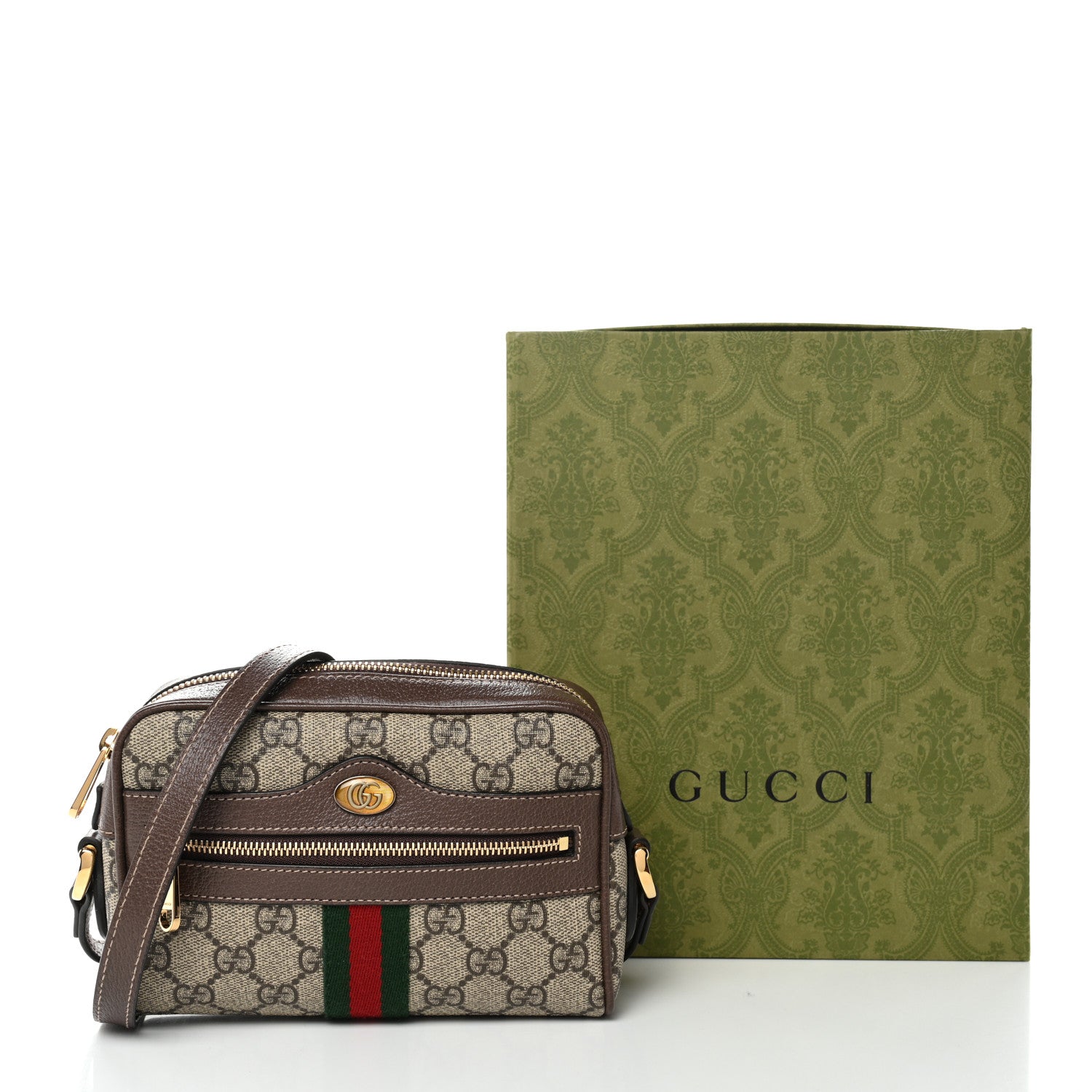 Gucci GG Supreme Monogram Web Mini Ophidia Shoulder Bag Brown 12 of 12