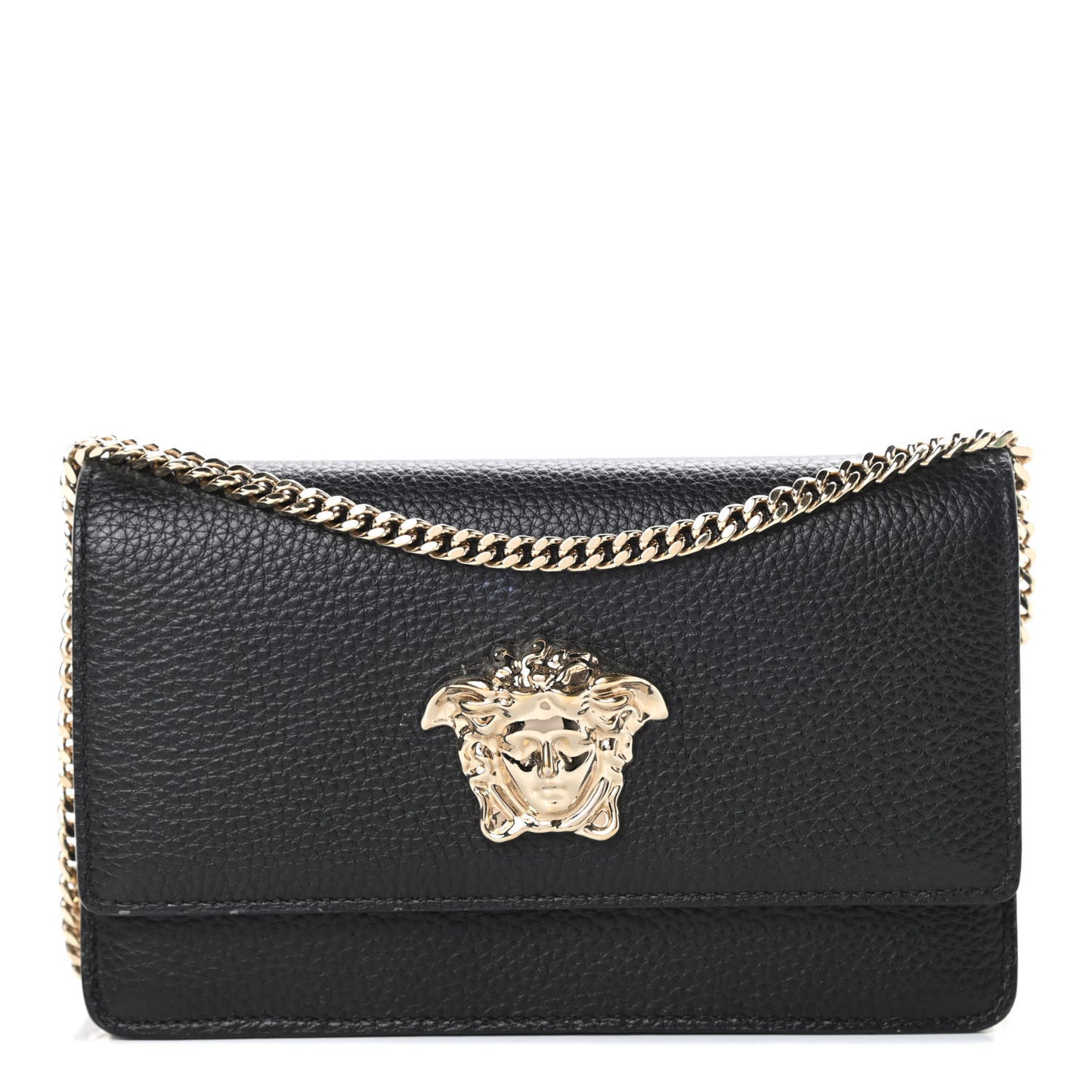 Grained Calfskin Palazzo Chain Evening Bag Black