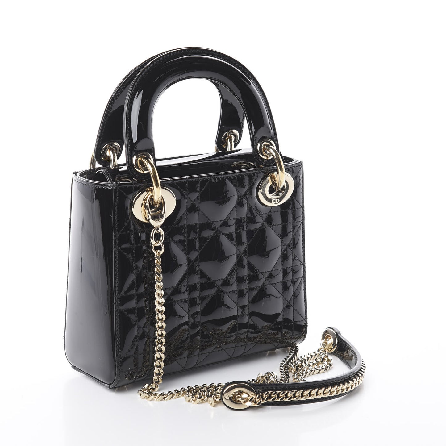 Patent Cannage Mini Lady Dior Black