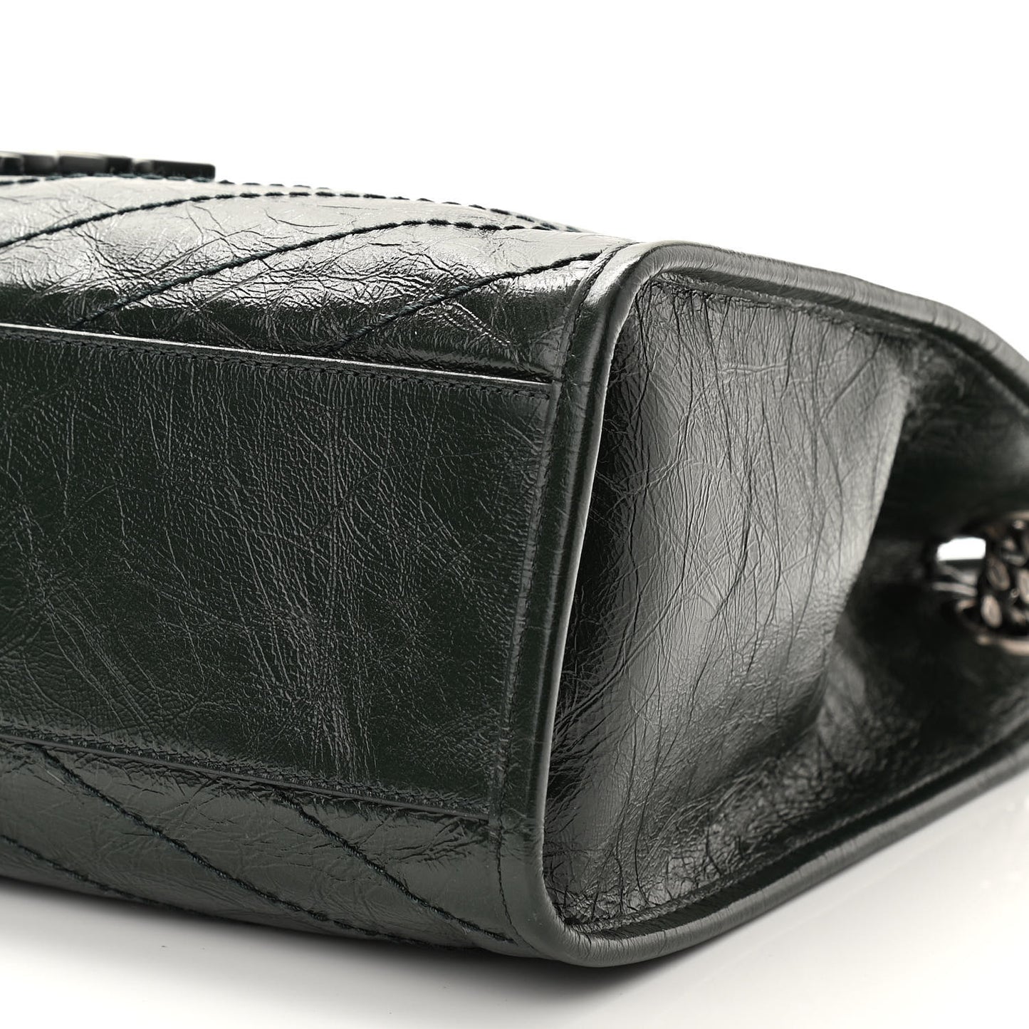 Crinkled Calfskin Matelasse Monogram Medium Niki Shopper Tote New Vert Dark Green