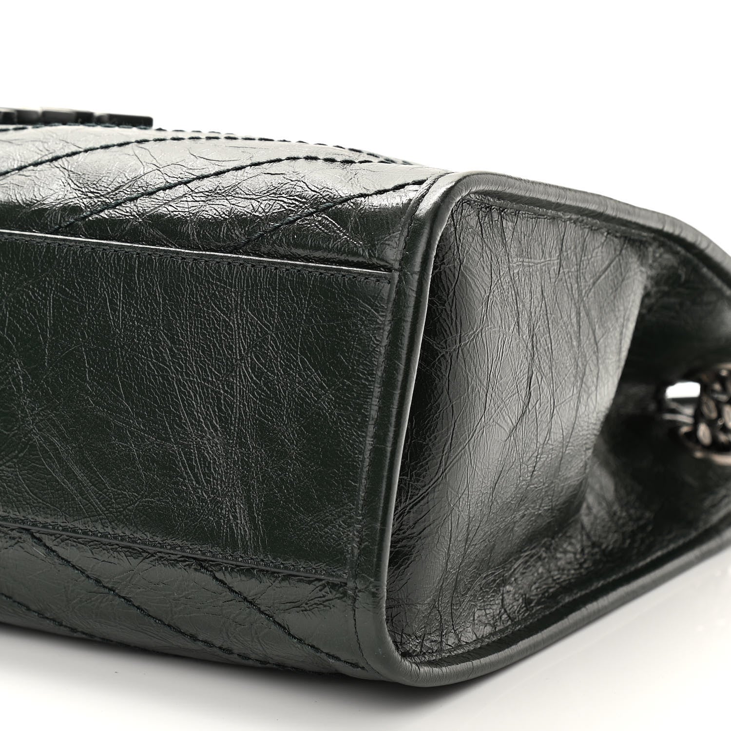 Saint Laurent Crinkled Calfskin Matelasse Monogram Medium Niki Shopper Tote New Vert Dark Green 10 of 10