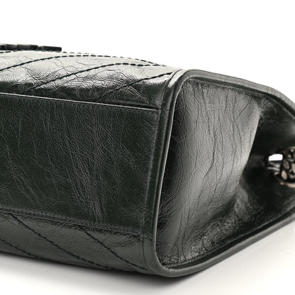 Saint Laurent Crinkled Calfskin Matelasse Monogram Medium Niki Shopper Tote New Vert Dark Green 10 of 10
