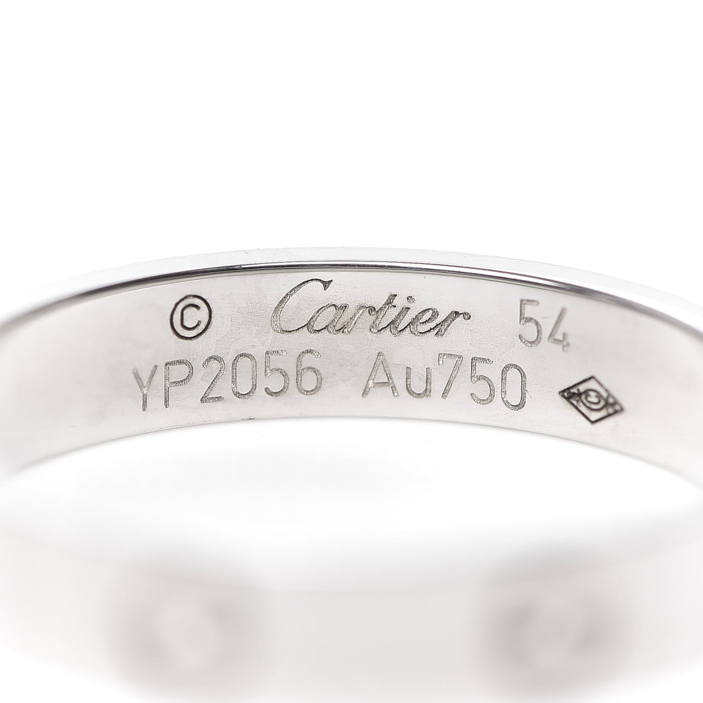 18K White Gold 3.5mm LOVE Wedding Band Ring 54 6.75