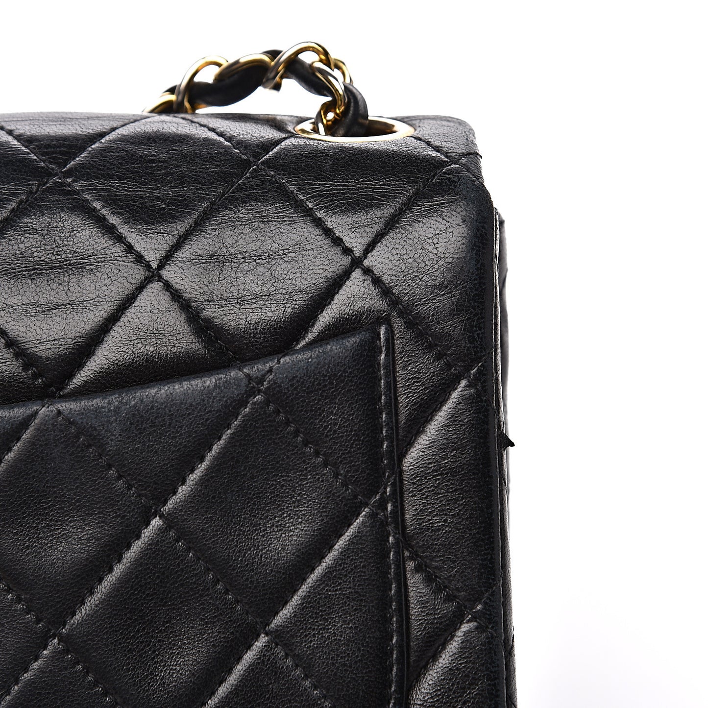 Lambskin Quilted Mini Square Flap Black