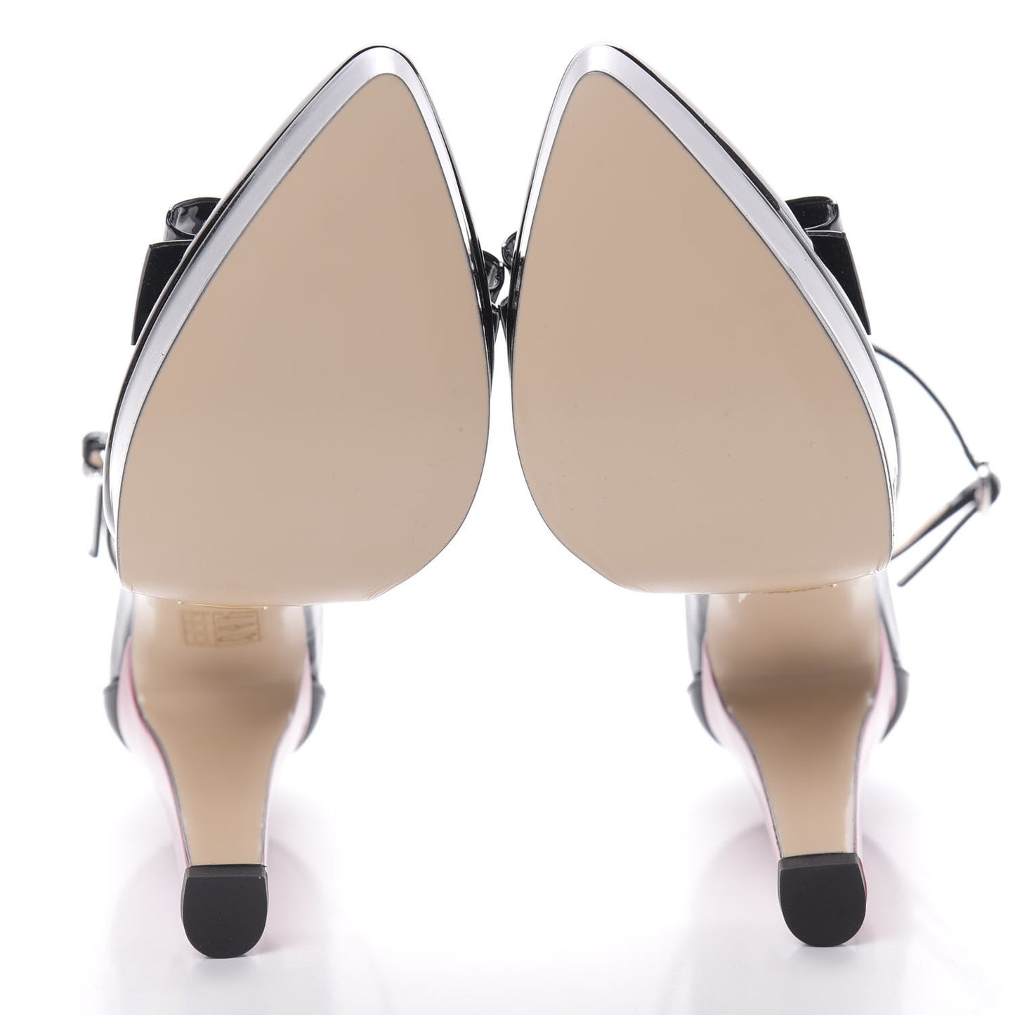 Patent Crystal GG Bow Sadie Spike Ankle Strap d'Orsay Platform High Heel Pumps 36 Black